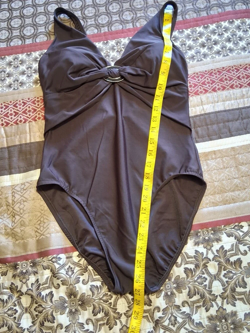 Miraclesuit One‎ Piece Swimsuit Dark Brown Buckle  Sz12 Padded Vacation Beach